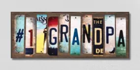 #1 Grandpa License Plate Tag Strips Novelty Wood Signs