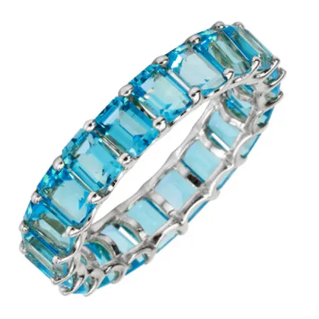 14k Gold Blue Topaz Full Eternity Ring