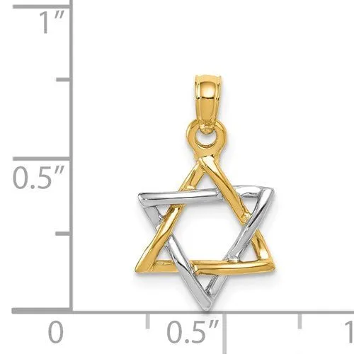 14K TT Gold Open Star Of David Pendant