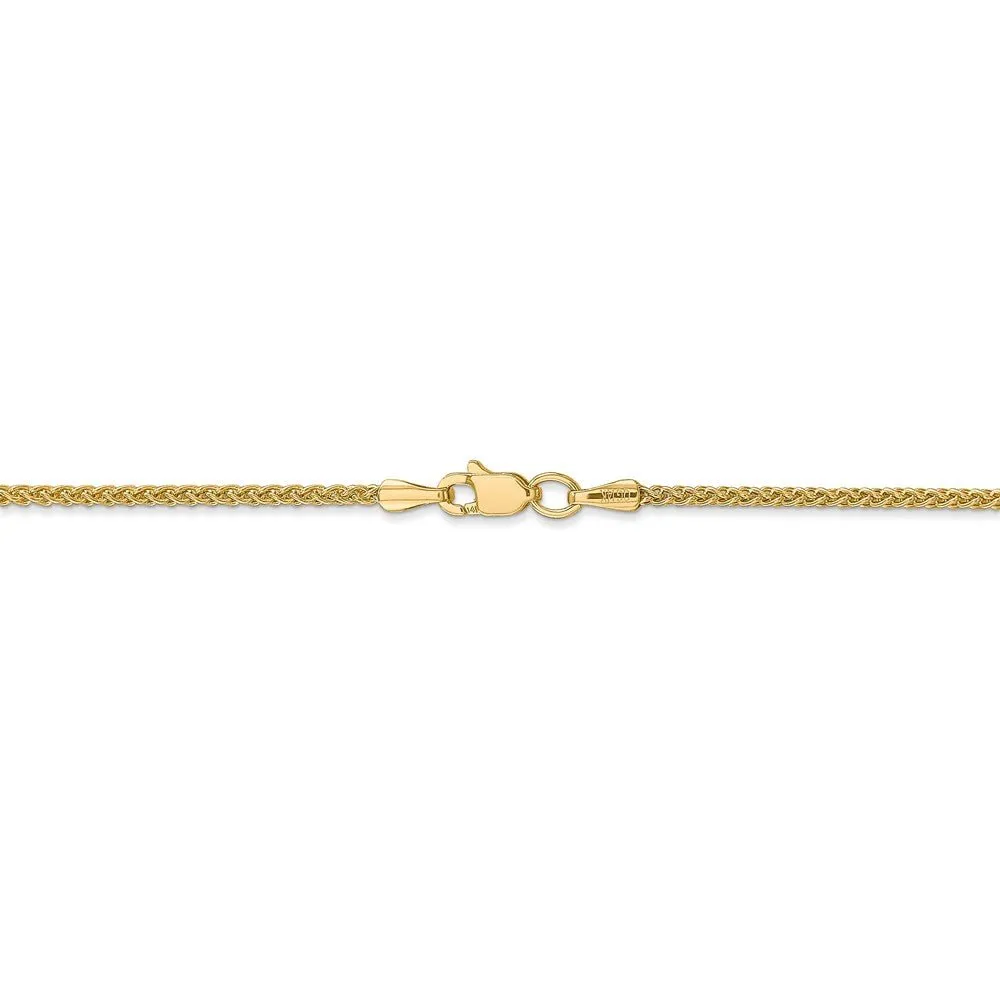 1.5mm 14k Yellow Gold Hollow Wheat Chain Necklace