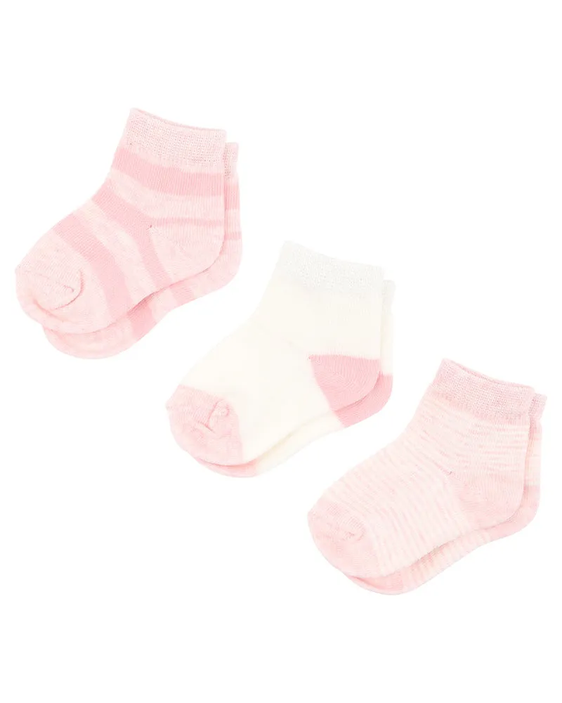 3 PK SOCKS - PINK MULTI