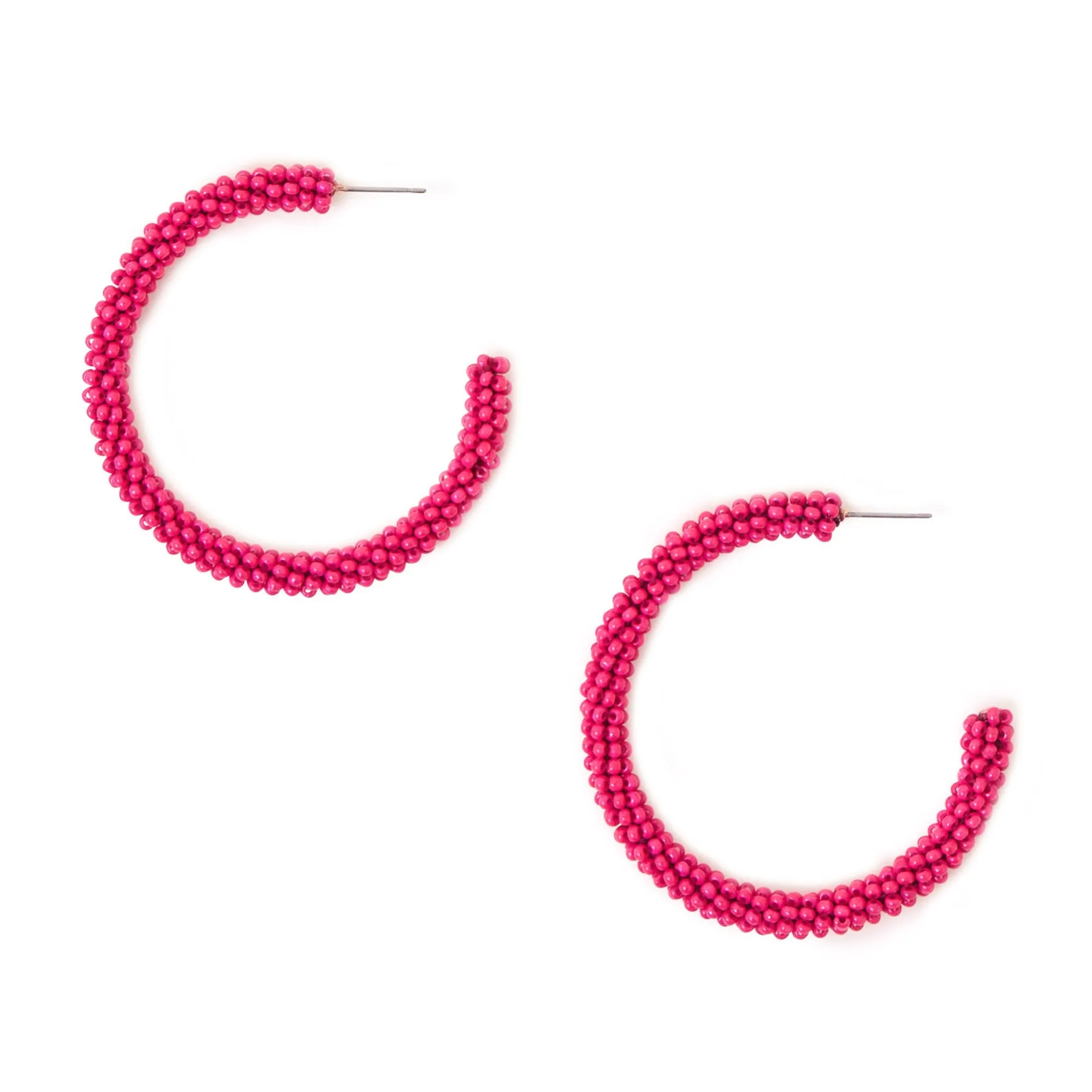 Accessorize London Women's Pink Large Seed Bead Hoops Earrings