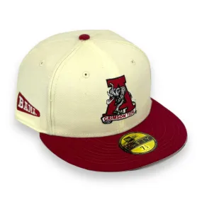 ALABAMA CRIMSON TIDE (OFF-WHITE) NEW ERA 59FIFTY FITTED (RED VISOR)