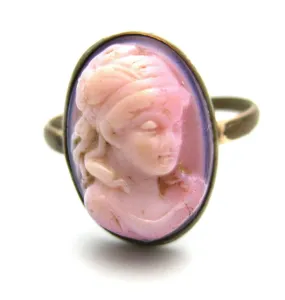 Antique Edwardian 1910 Cameo Pink Ring