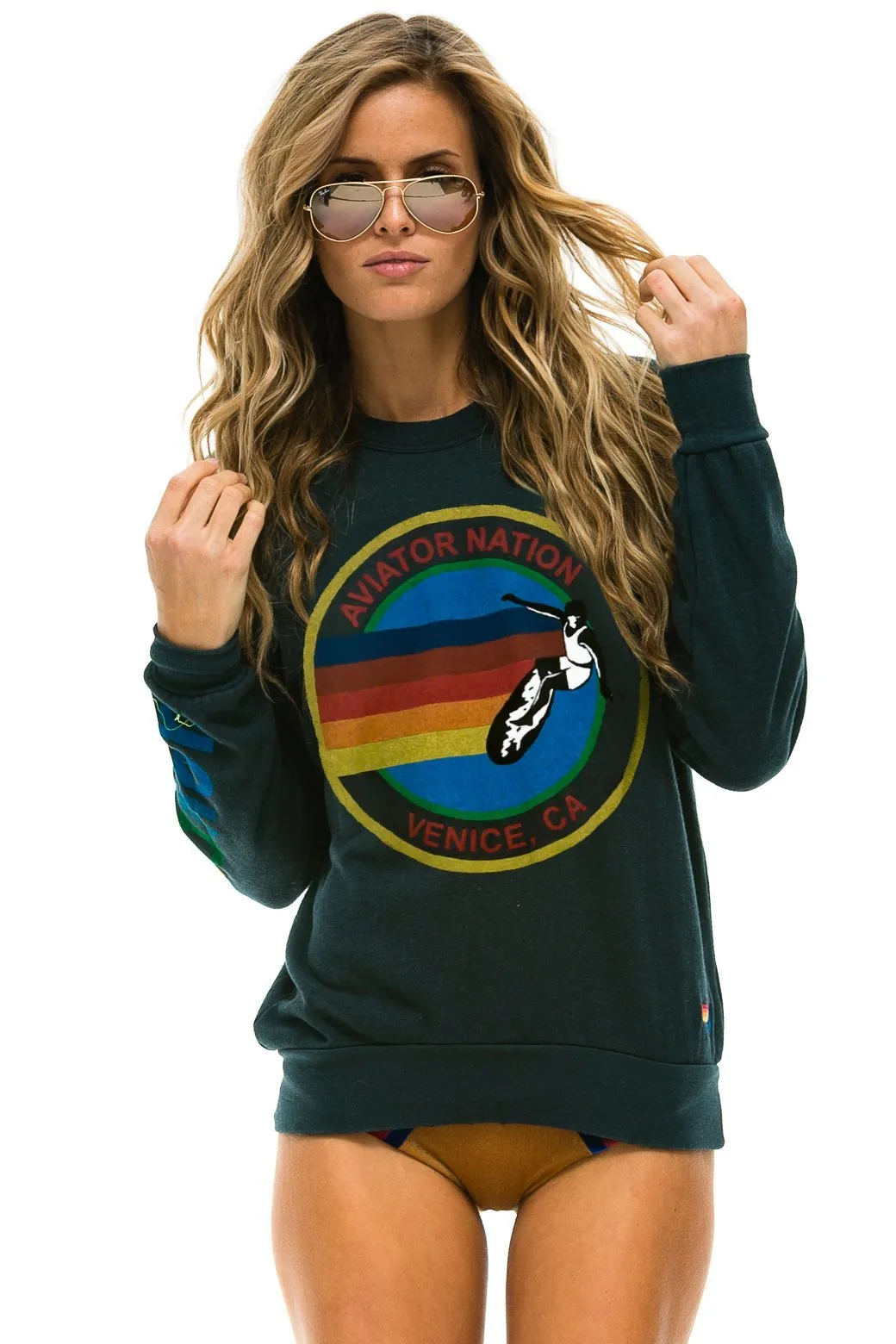 Aviator Nation Crew Sweatshirt ~ Charcoal