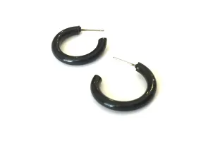 Black Skinny Vintage Lucite Tube Hoop Earrings