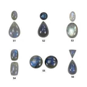 BLUE LABRADORITE Gemstone Cabochon : Natural Untreated Labradorite Oval Pear Round Cushion Shapes 2pcs