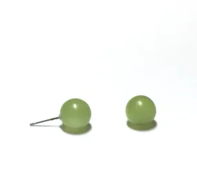 Celadon Green Petite Moonglow Ball Stud Earrings