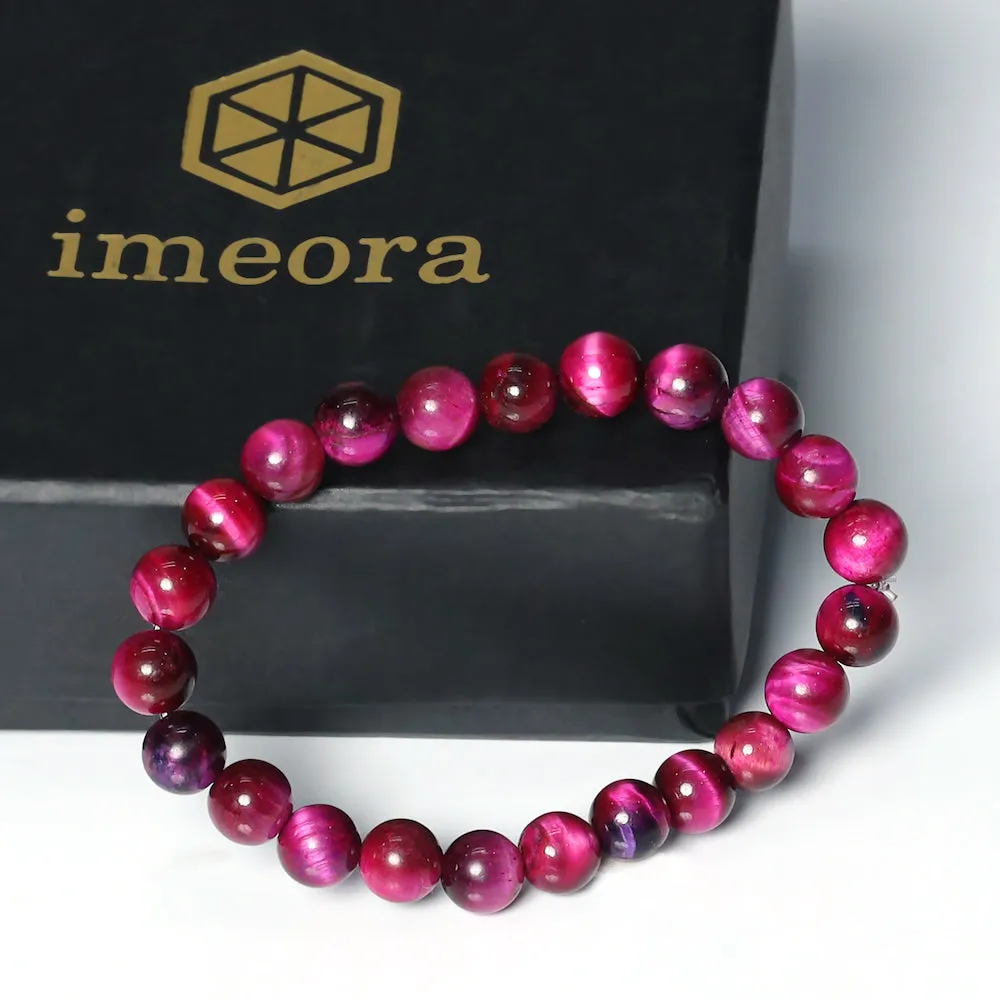 Certified Pink Tiger Eye 8mm Natural Stone Bracelet