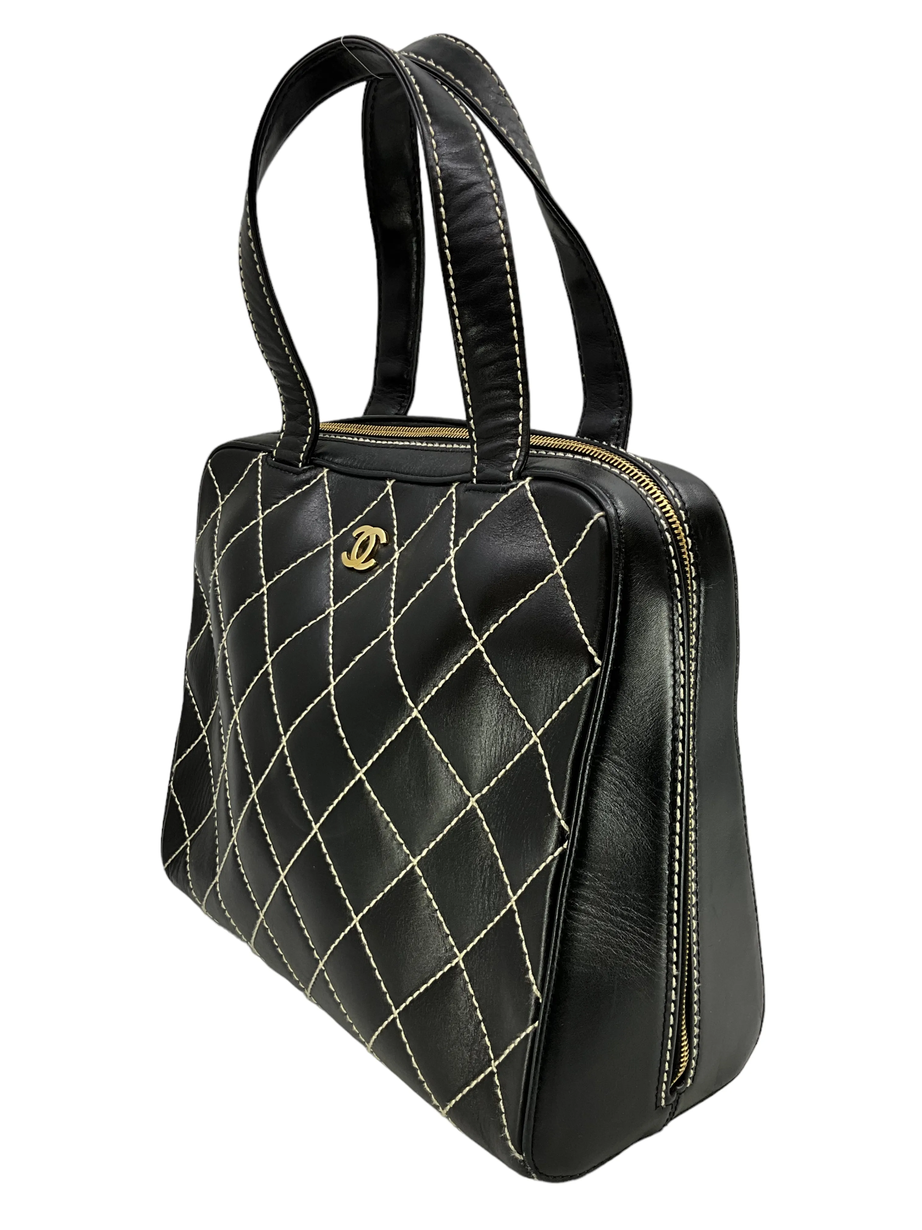 Chanel Wild Stitch Quilted Leather Surpique Bowler Bag