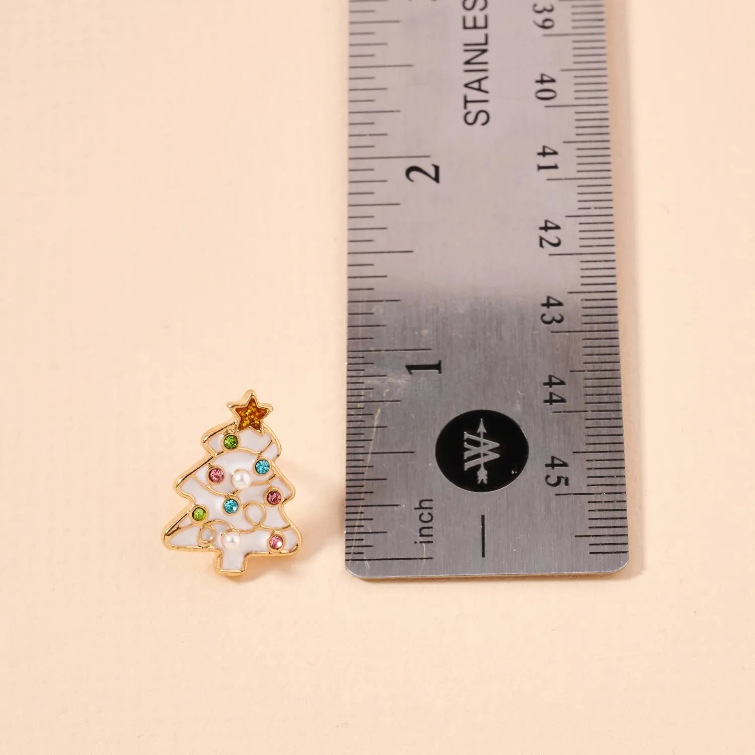 Christmas Tree Enamel Stud Earrings: Pink