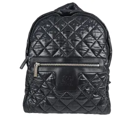 Coco Cocoon Backpack in Black Quilted Nylon and Leather SHW