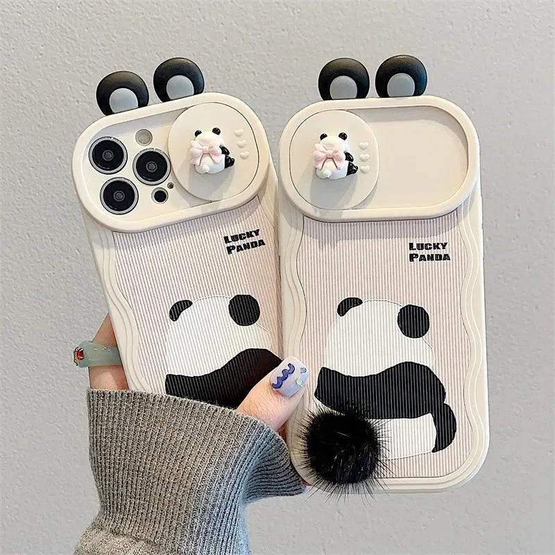 Cute 3D Ear Panda Phone Case for iPhone 15 Pro Max, 14, 13, 11, and 12 - Cover