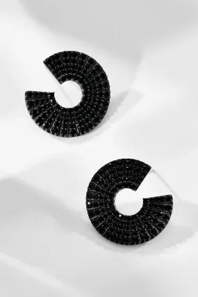 DISCO BLACK PAVE CZ FRONTBACK HOOP EARRINGS