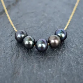 Five Floating Pearl Necklace