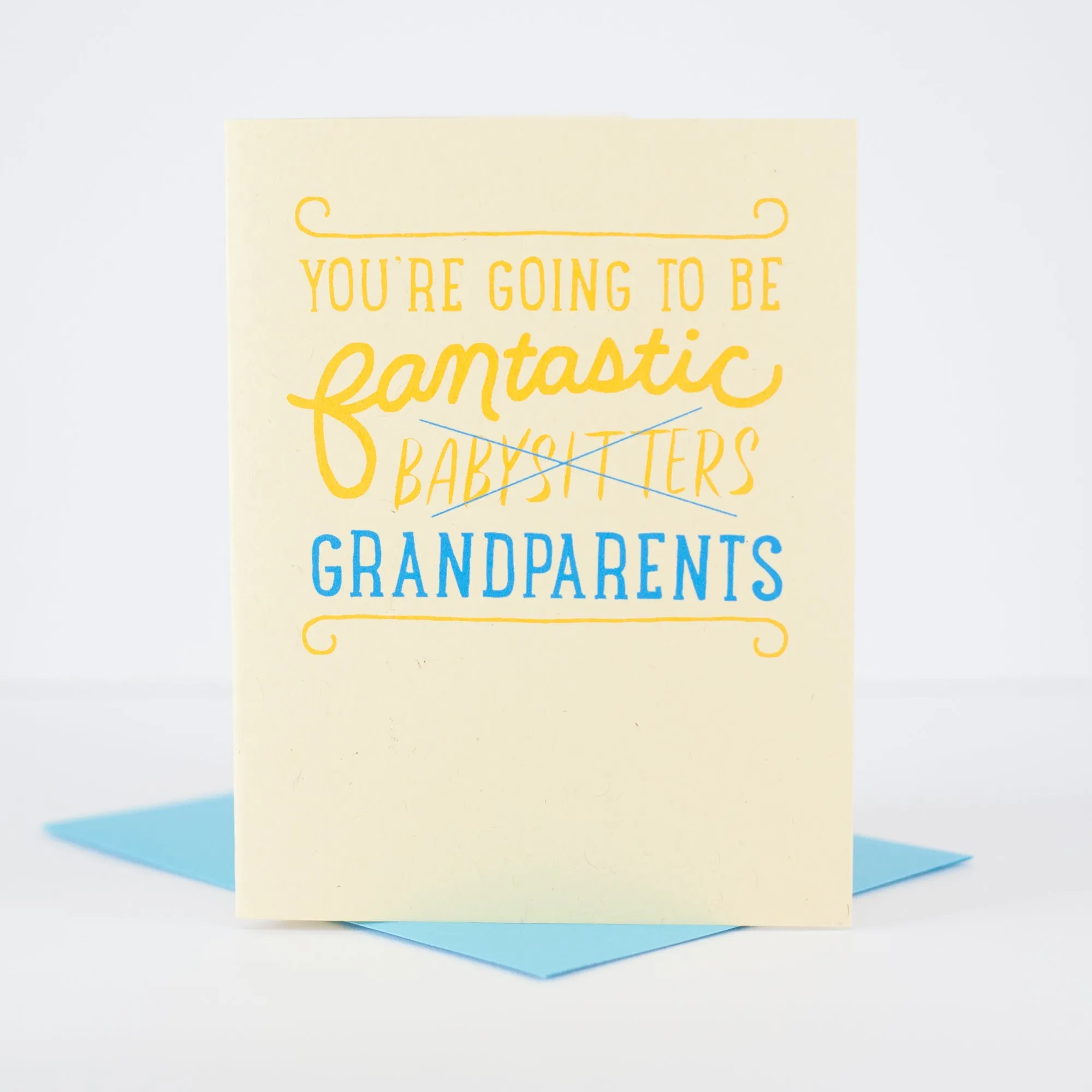 funny baby announcement card, funny grandparent card, card for grandmom, card for grandad