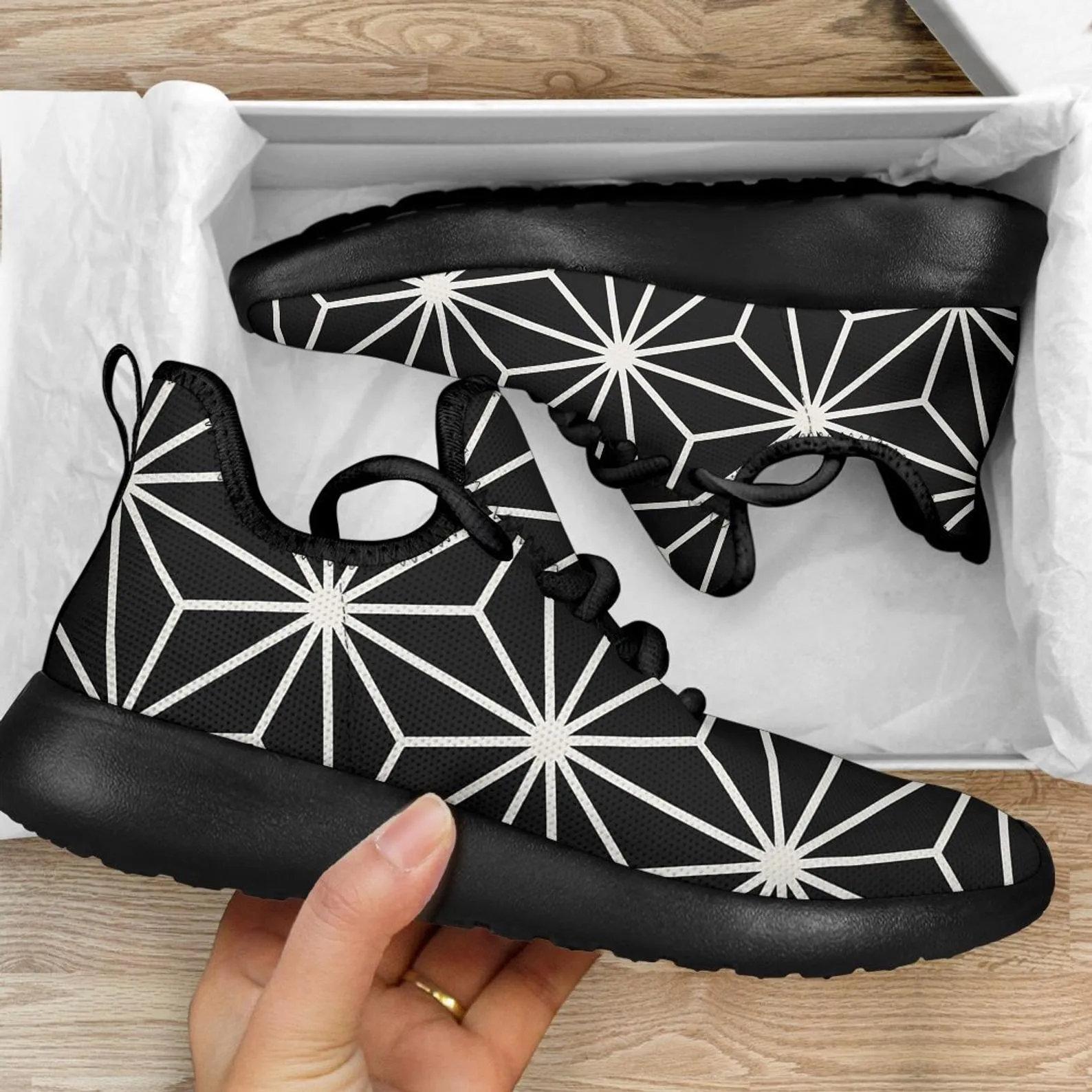 Geometric Black Rave Festival Sneaker Shoes