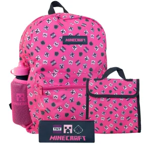 Girls Minecraft Backpack - 4 Piece Set