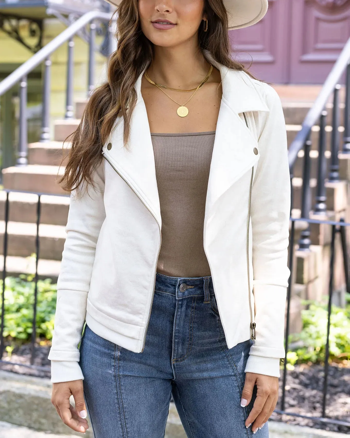 Grace & Lace | Move Free Moto Jacket - Cream