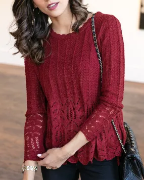 Grace & Lace Snowflake Sweater (Cranberry)