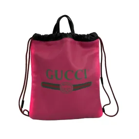 Gucci - Pink logo Drawstring Backpack w/ Top Handle