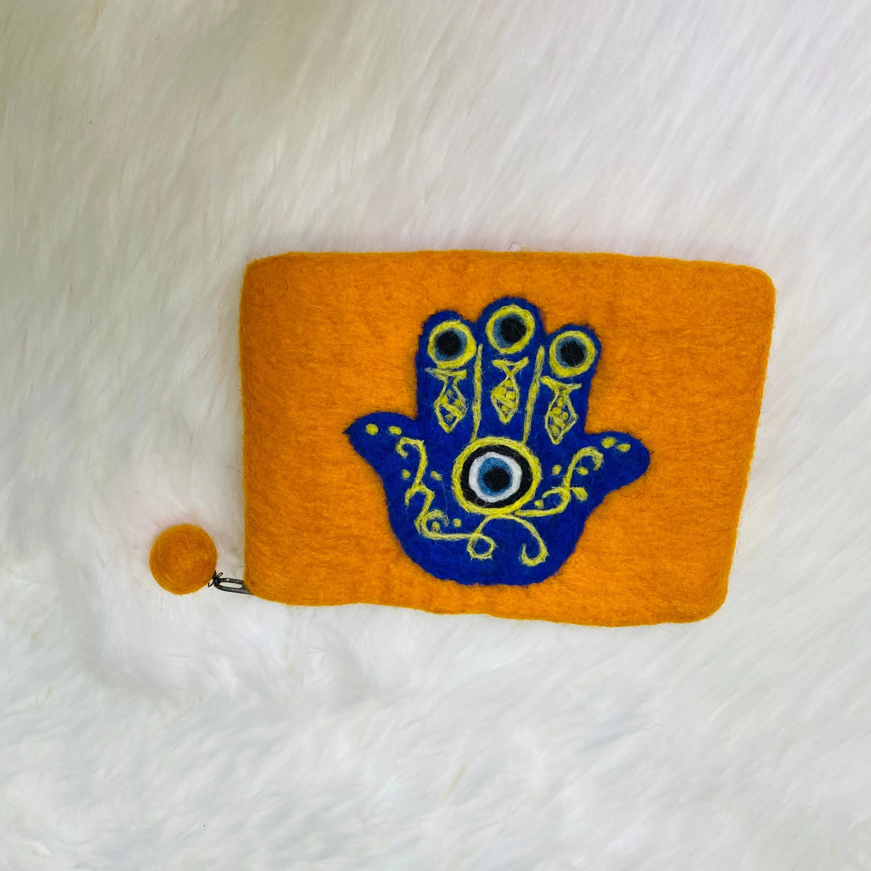 Handmade Felt Purse with Hamsa Hand Theme