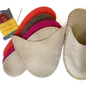 Joe's Toes Luxe Mule Slipper Kit in Natural Suede with Rubber Outsoles