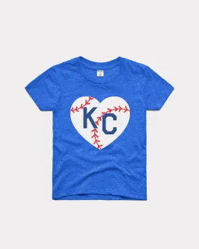 Kids Baseball KC Heart Royal Blue T-Shirt