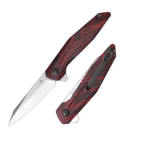 Kizer Spot Liner Lock Knife Black&Red Damascus G10 V3620C1 (2.91 Stonewash)