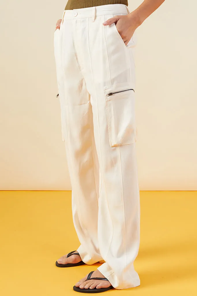 Monrow - Canvas Cargo Pants - Off White