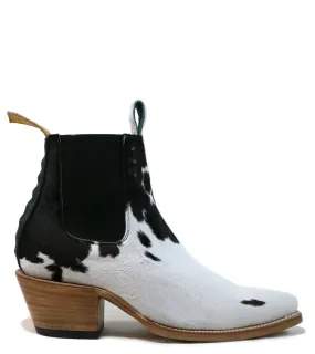 No.1001 FREEWAY chelsea boot Black   White Fur MEN