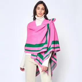 Pink and Green Poncho-M H W ACCESSORIES