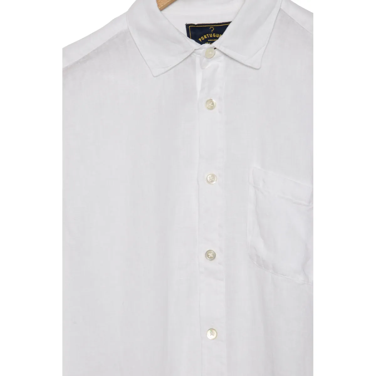 Portuguese Flannel Linen Pocket Shirt white