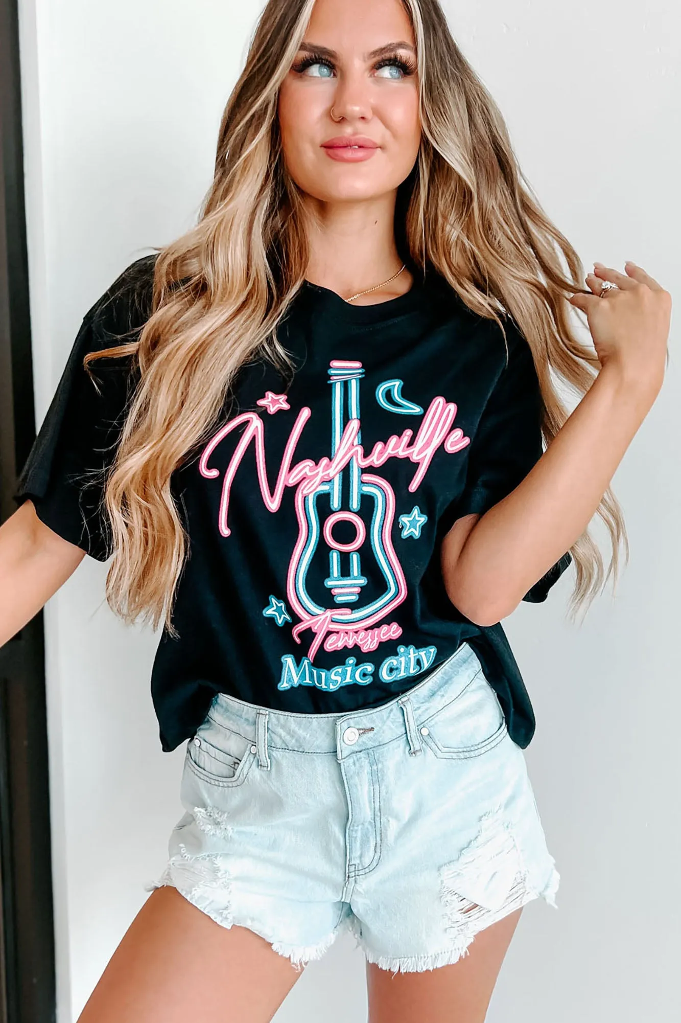 "Nashville Music City" Graphic Top (Black)