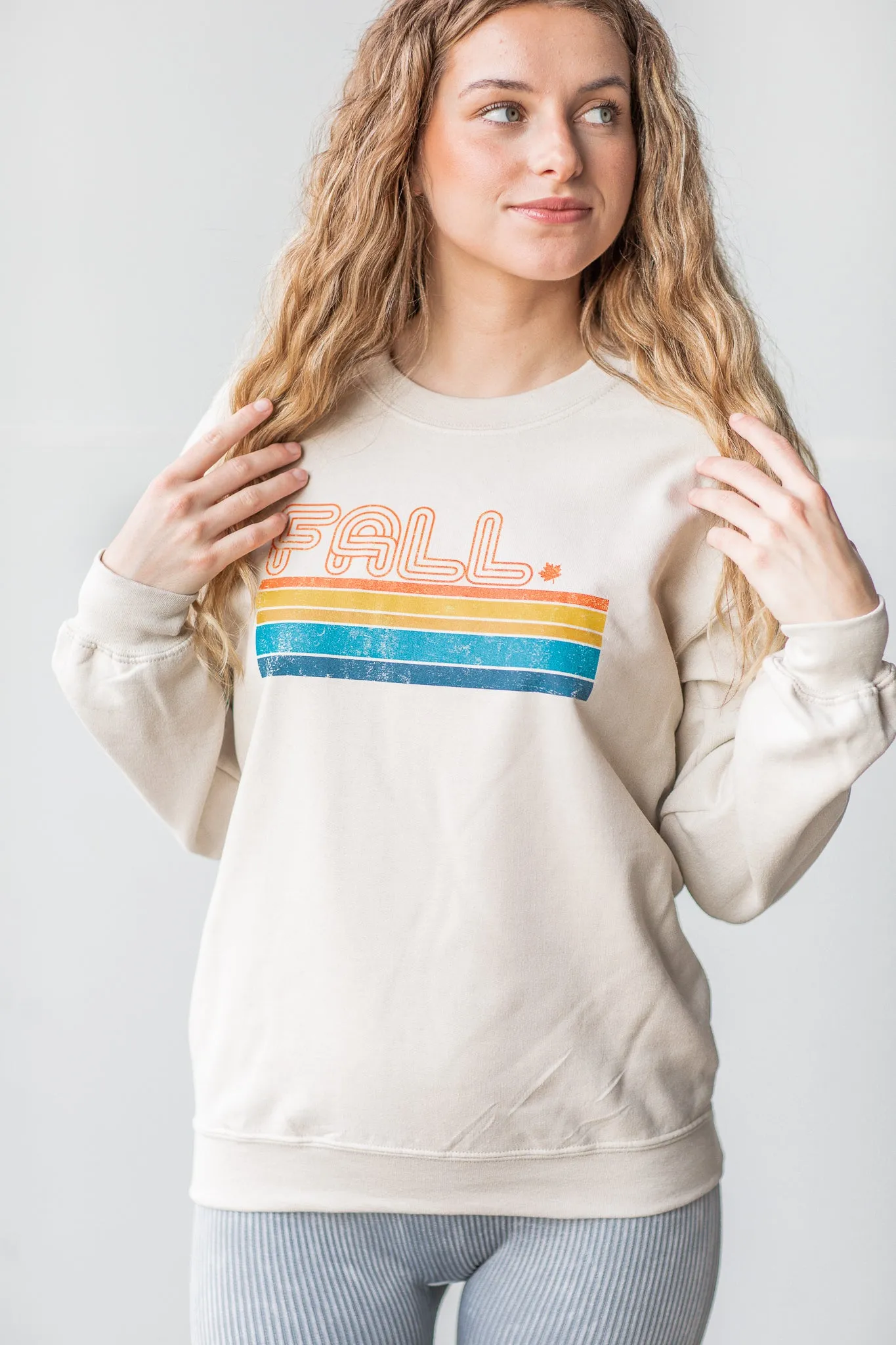 Retro Fall Stripes Sweatshirt Taupe