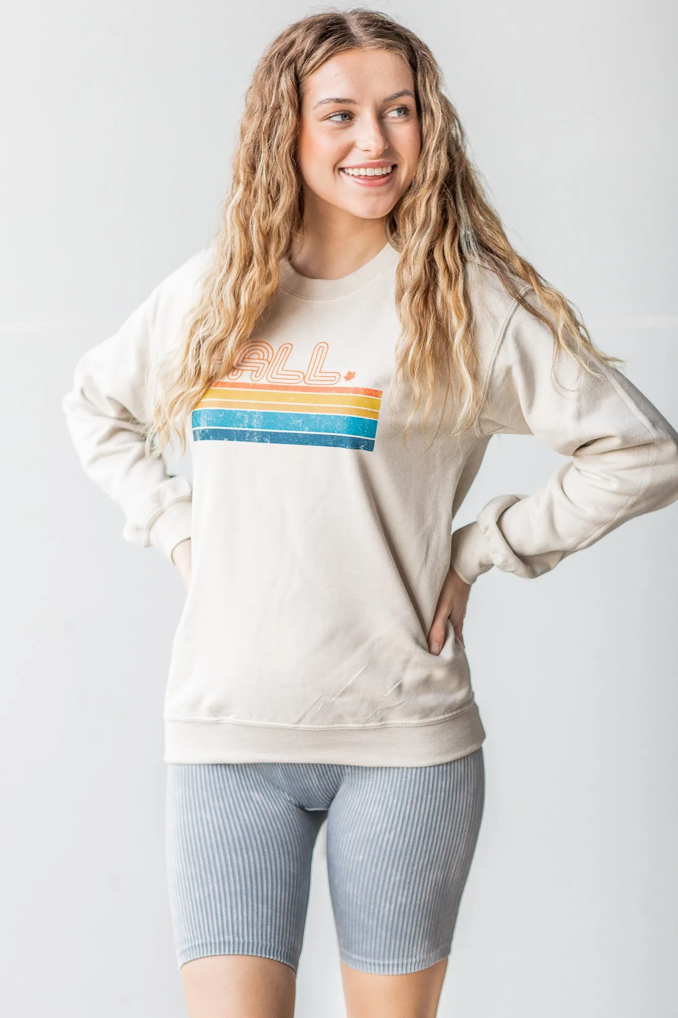 Retro Fall Stripes Sweatshirt Taupe