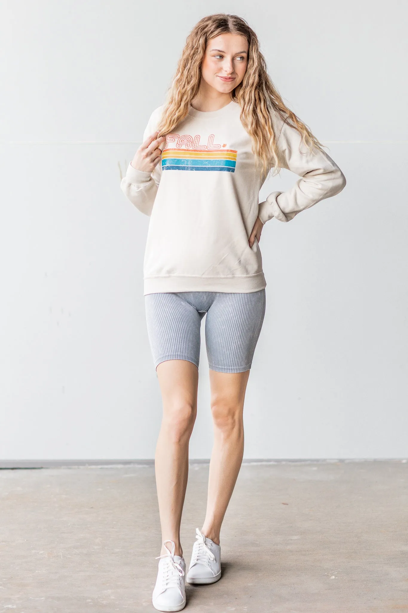 Retro Fall Stripes Sweatshirt Taupe