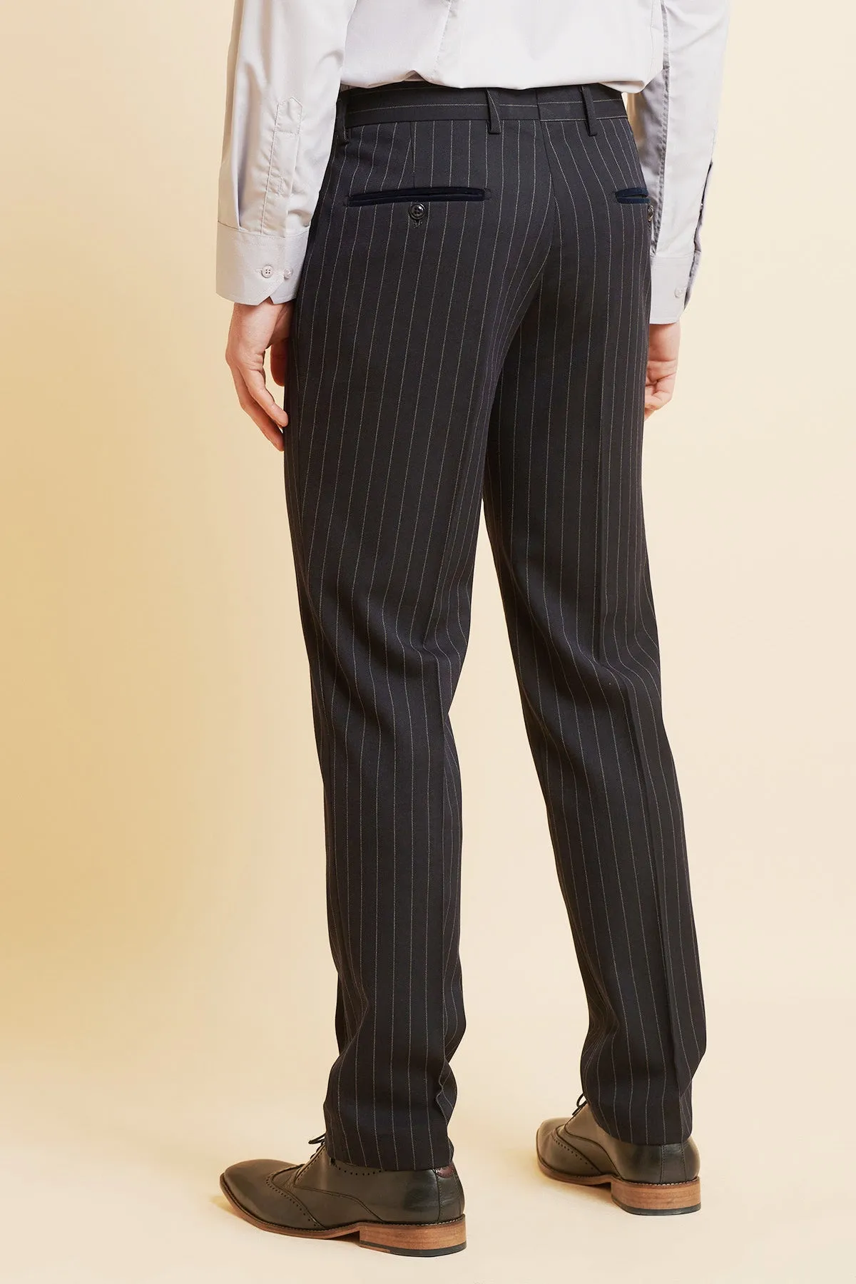 ROCCO - Navy Pinstripe Trousers