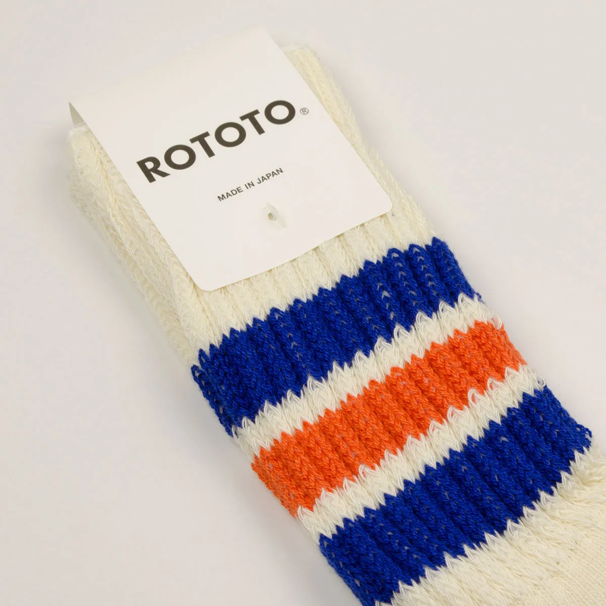 RoToTo - Coarse Ribbed Old School Crew Socks - Blue / Orange