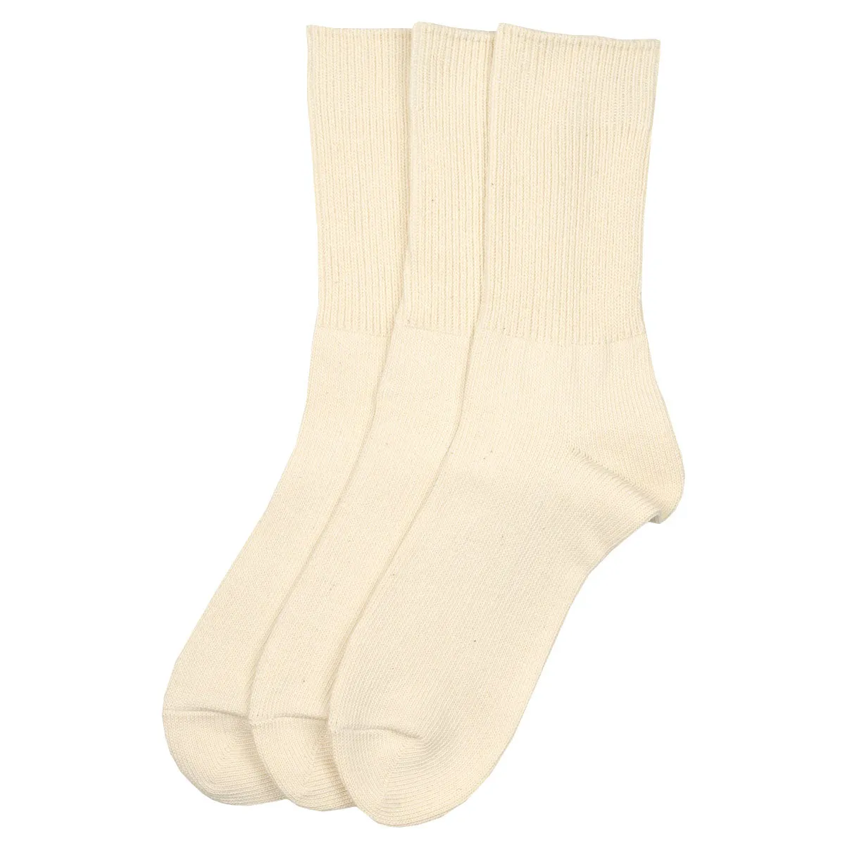 RoToTo - Organic Daily 3-Pack Ribbed Crew Socks - Ecru