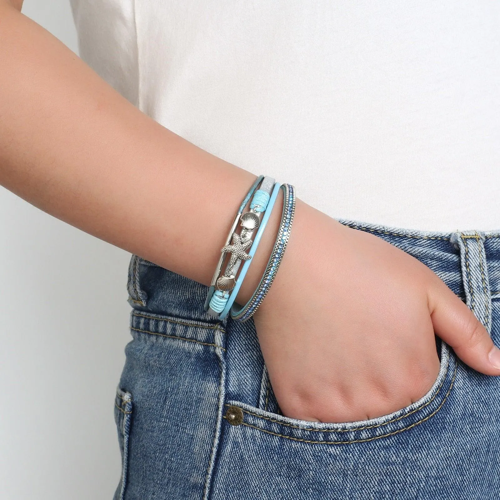 'Sea Life' Charm Cuff Bracelet - blue