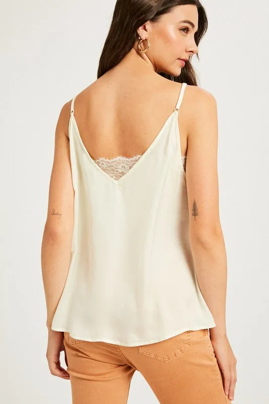 Soft Lace Layering Tank in Cream