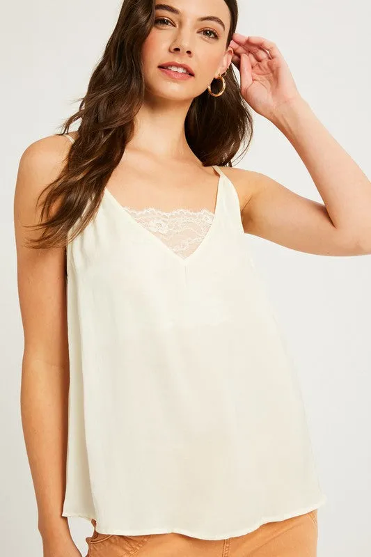 Soft Lace Layering Tank in Cream