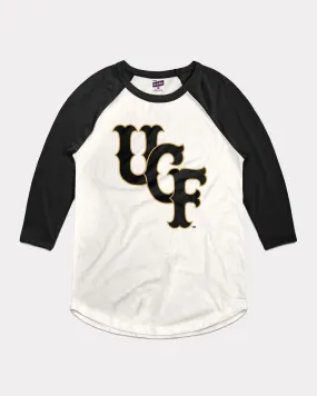 UCF Monogram White & Black Raglan