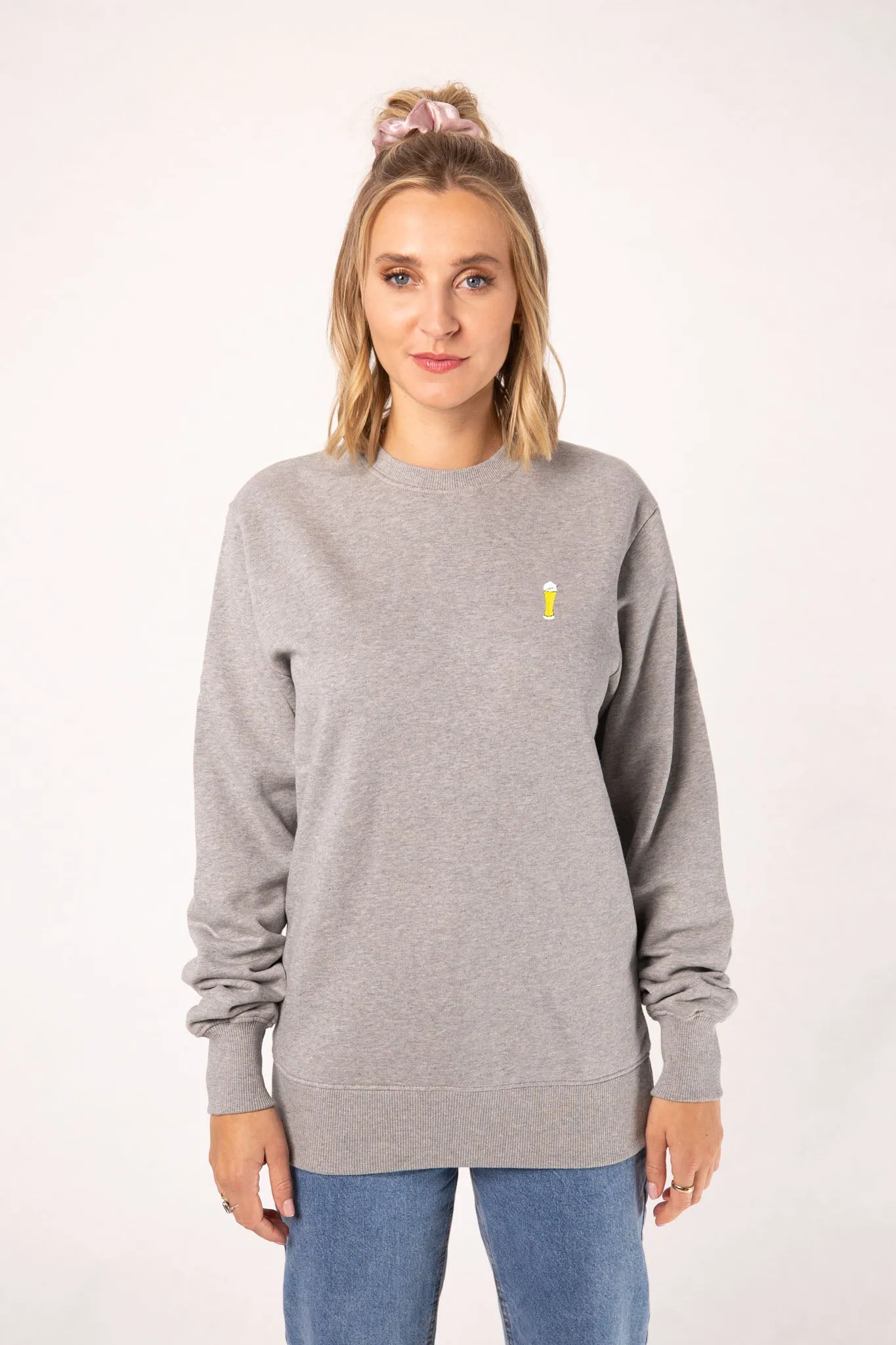 Weißbier | Bestickter Bio-Baumwoll Frauen Pullover