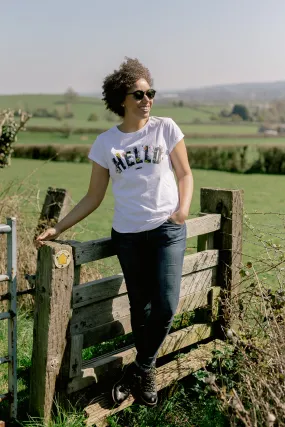 White Floral Hello T-Shirt